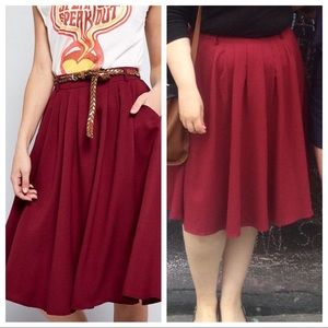 ModCloth Maroon A Line Skirt with Pockets